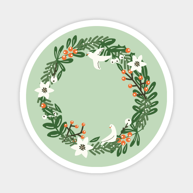 Christmas Wreath Magnet by allisonromerodesign